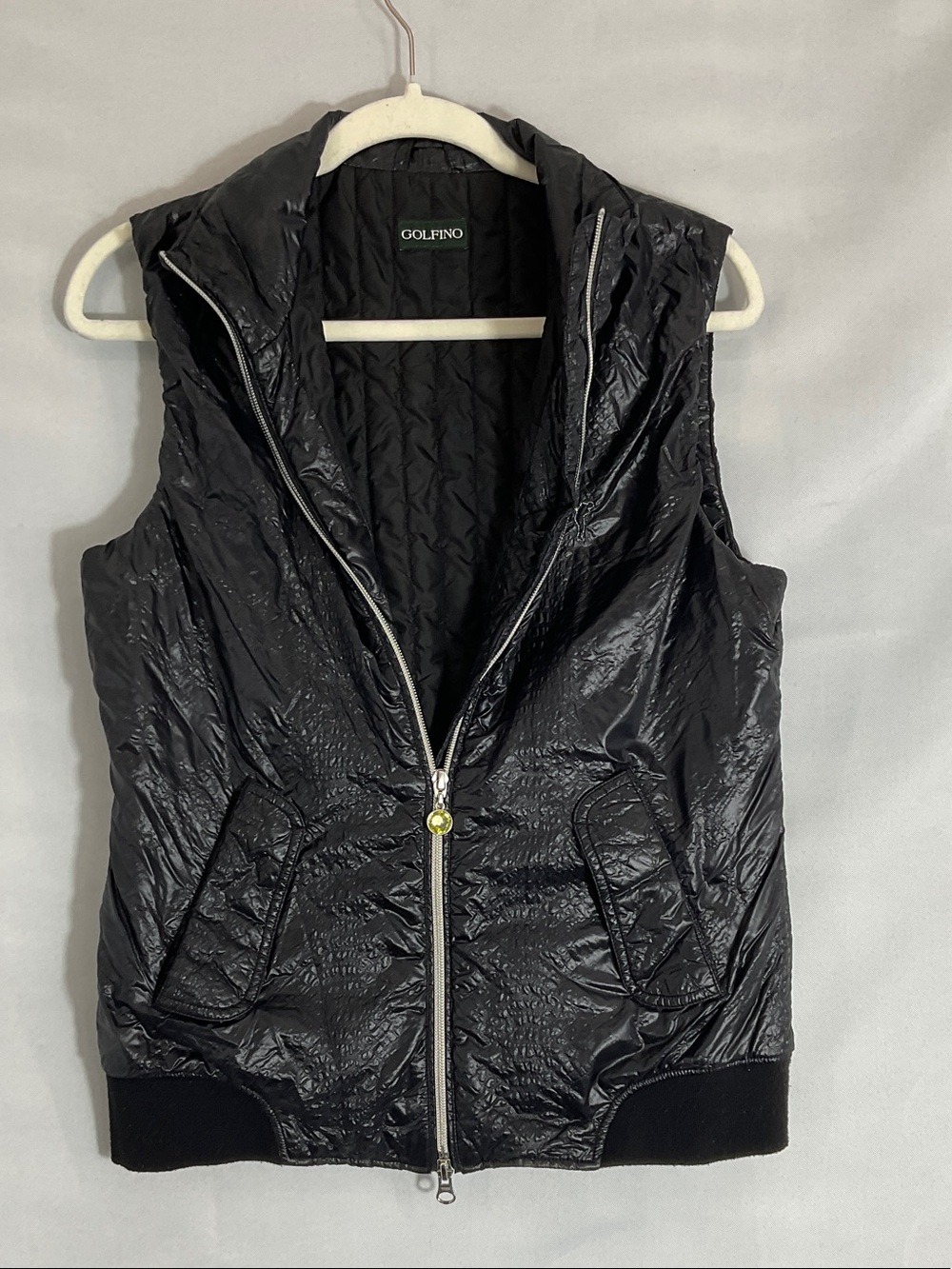 GOLFINO Women's Black Quilted Hooded Vest Size 8